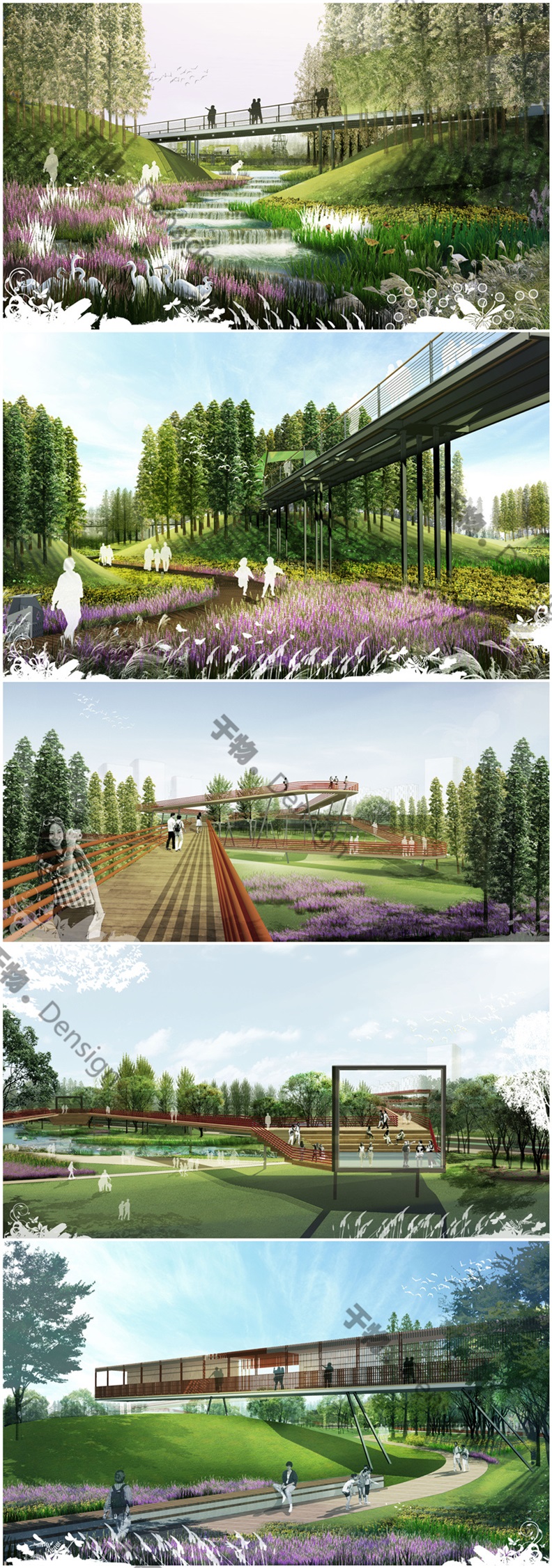 12滨水湿地绿地公园游园生态植物园林景观效果图PSD分层PS素材 - 艺术设计日志-于物设计