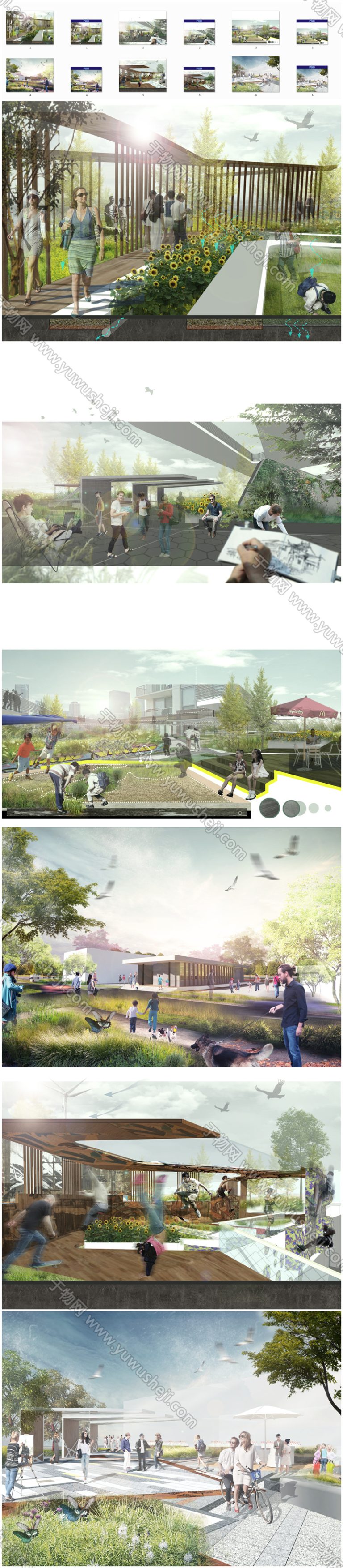 49-2022竞赛PS小清新公园广场效果图PSD - 艺术设计日志-于物设计