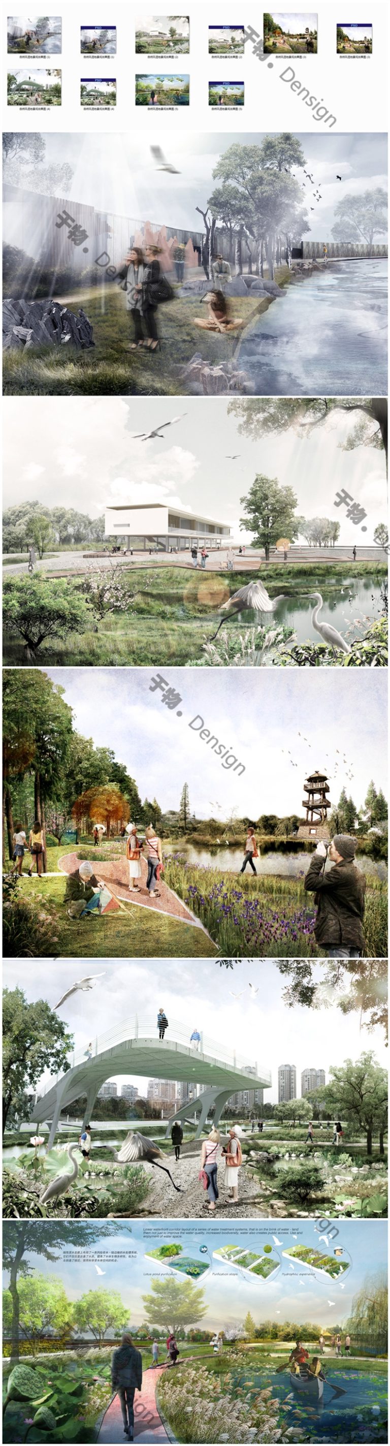 15自然风湿地公园游园景观环艺拼贴清新竞赛效果图PSD分层ps素材 - 艺术设计日志-于物设计