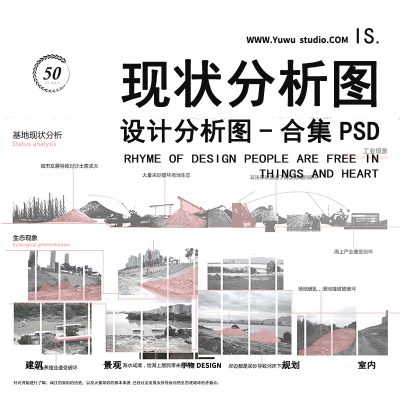 14基地现状分析建筑景观规划前期区位现状场景分析图表PSD素材
