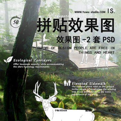 18环艺小清新竞赛景观森林公园游园照片拼贴效果图PSD分层PS素材