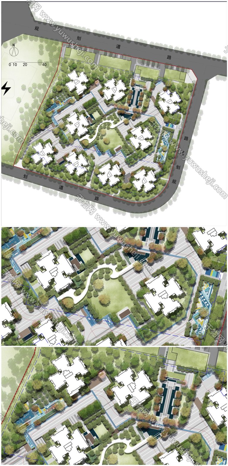 73地产居住区大区园林2022竞赛小清新景观规划彩色平面图PSD素材 - 艺术设计日志-于物设计