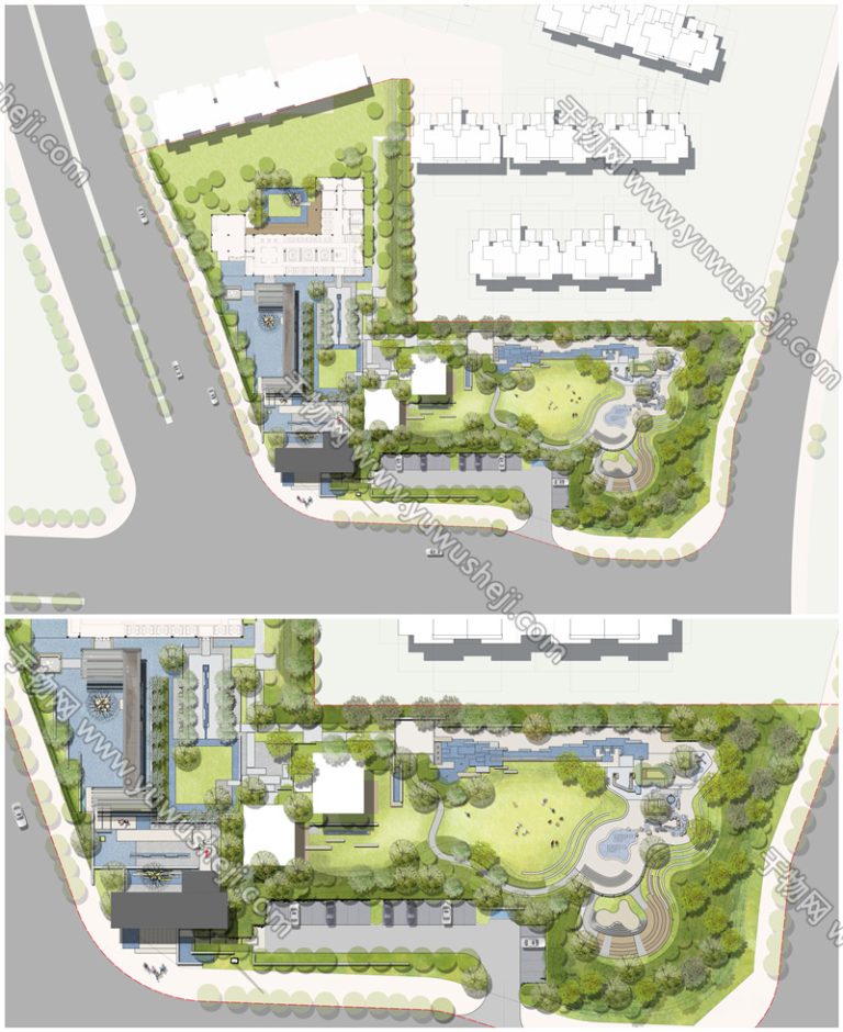 64地产示范区高级灰2022竞赛小清新景观规划彩色平面图PSD素材 - 艺术设计日志-于物设计
