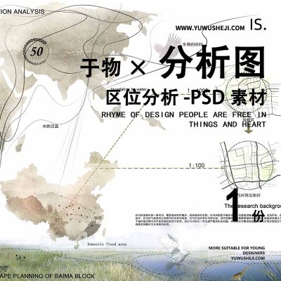 区位分析图竞赛展板毕设景观文本规划设计图PSD-077