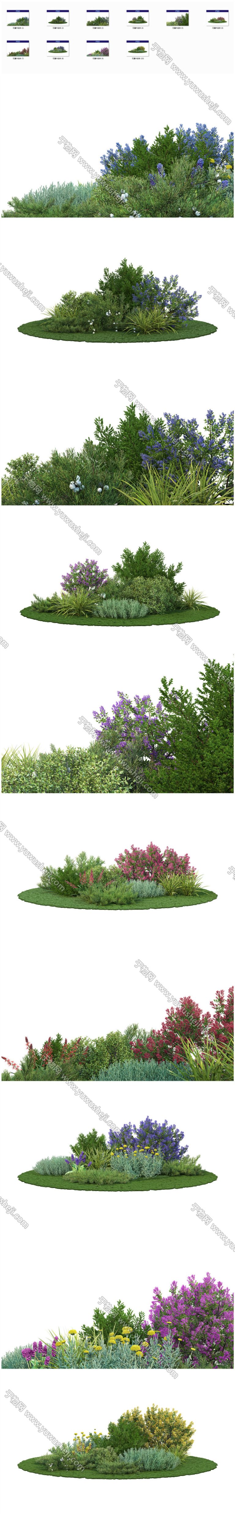 32花草灌木组合山石2022景观园林植物组团效果图PSD后期分层素材 - 艺术设计日志-于物设计