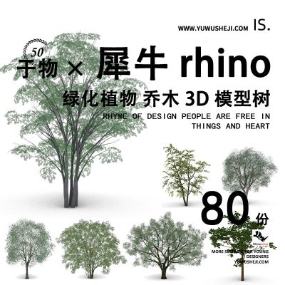 犀牛Rhino景观模型常绿乔木行道树造型树点景树3d植物配景