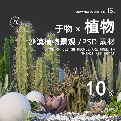 38沙漠植物仙人掌多肉棕榈景观园林组团效果图PSD后期分层素材