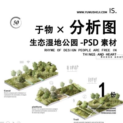 生态湿地公园场景节点分析图psd分层文件