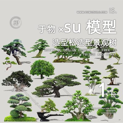植物盆景摆件造型松榕树2D景观植物su模型110