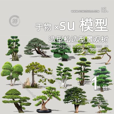 植物盆景摆件造型松榕树2D景观植物su模型115
