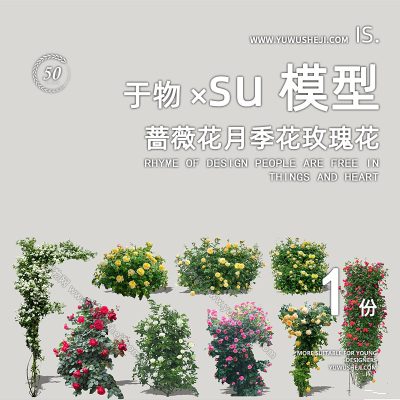园林景观植物三角梅蔷薇花月季花玫瑰花紫薇花SU模型262