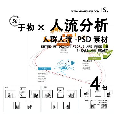 人流分析PS小清新建筑景观现场地空间人群分析图PSD素材