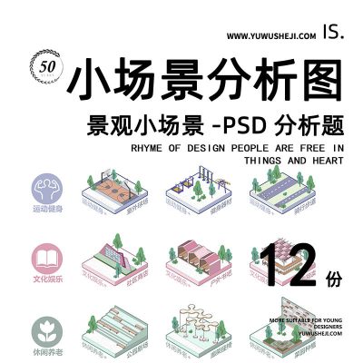 128-【于物网】-球场室外户外骑行咖啡阅读场景景观模块化PSD分析图
