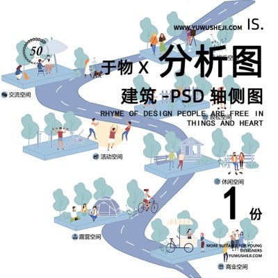139-竞赛小清新景观场景分析图PSD插画风轴测