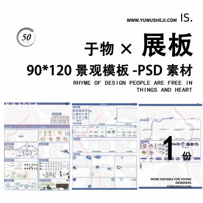 90×120蓝色模板景观展板模板04