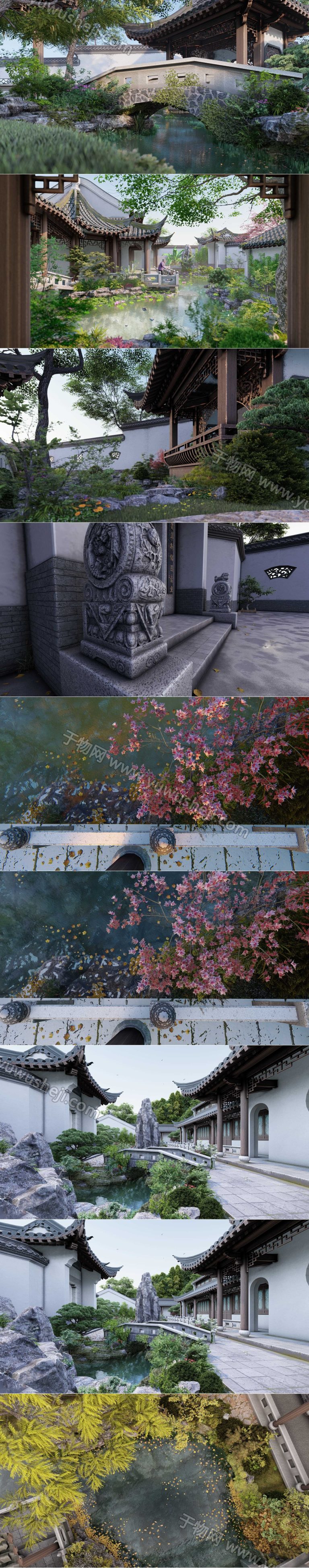 超高端lumion参数中式 古风 园林 景观 庭院景观参数模板 - 艺术设计日志-于物设计