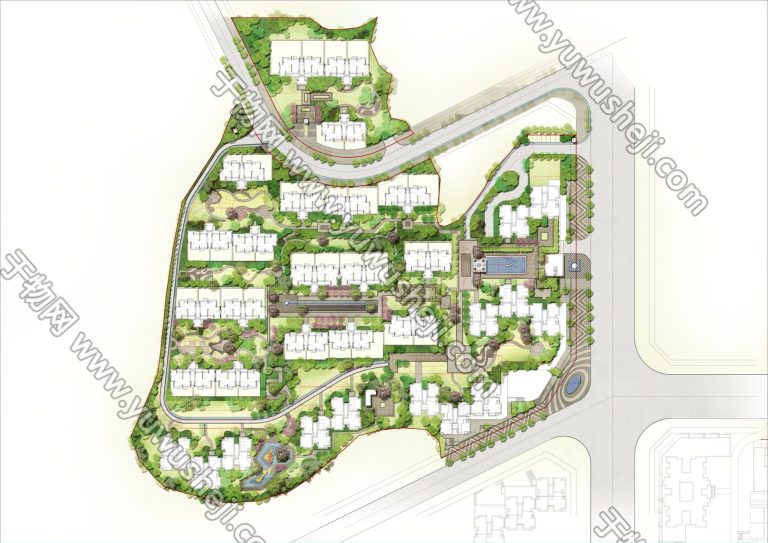 住宅大区景观总平面景观彩色平面图彩平图PSD素材257 - 艺术设计日志-于物设计