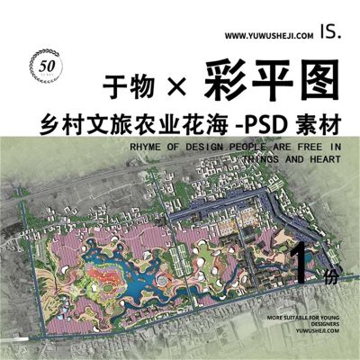 乡村文旅农业花海彩色平面图彩平图总平面PSD素材261