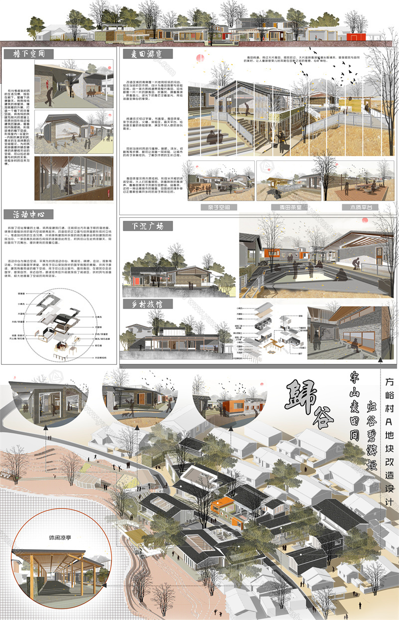 Z23-乡村毕业设计景观建筑室内设计环艺作品PSD排版模板 - 艺术设计日志-于物设计