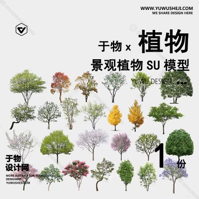 Z-38园林景观庭院植物真实花草树木乔木花卉灌木草图大师SU模型库