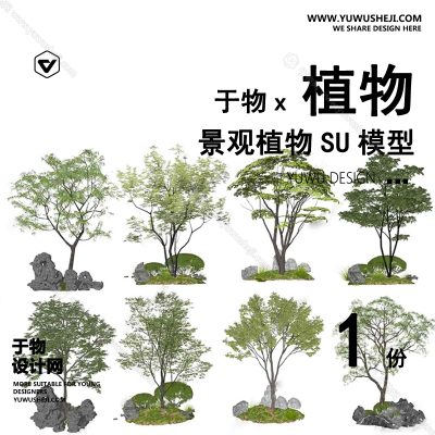 Z-52园林景观庭院植物真实花草树木乔木花卉灌木草图大师SU模型库
