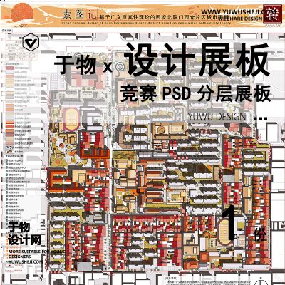 Z73-现代展板_西安某片区城市_未来智慧城市更新_景观规划竞赛风_规划展板展板PSD模版