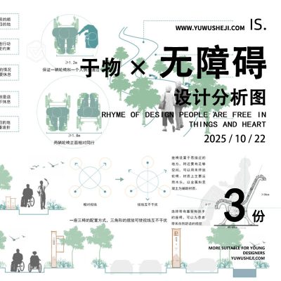 无障碍养老康养疗愈景观轮椅分析图psd