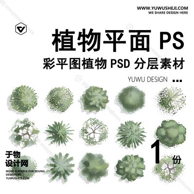 Z102-现代彩平图插画风平面树平面植物彩平树彩平植物景观彩平图