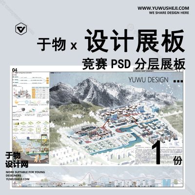 Z88-景观建筑室内设计环艺作品PSD排版模板现代展板可持续智慧社区民国风情乐居乐业景观规划竞赛风未来智慧老龄城市景观展板