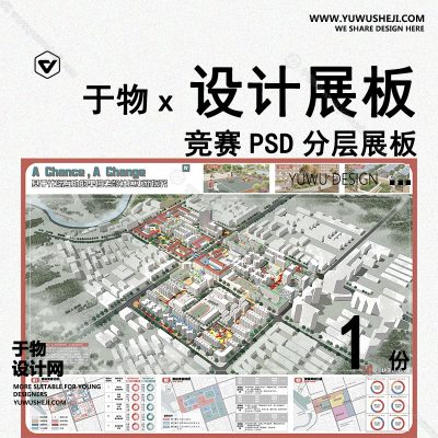 Z97-景观建筑室内设计环艺作品PSD排版模板现代展板未来智慧老龄社区地块更新导则景观规划竞赛风