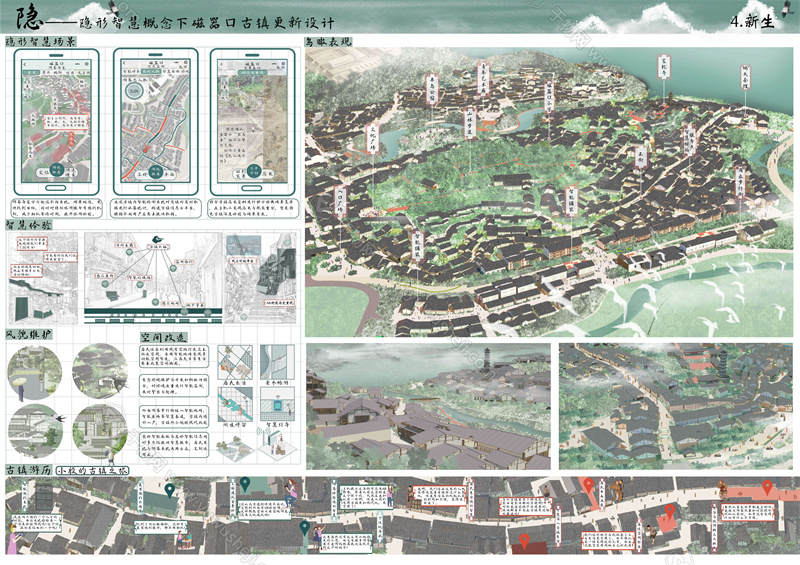 71 新中式展板 磁器口古镇更新 古镇风貌打造 智慧系统古镇新生 景观展板 规划展板更多免费素材登录于物设计官网领取