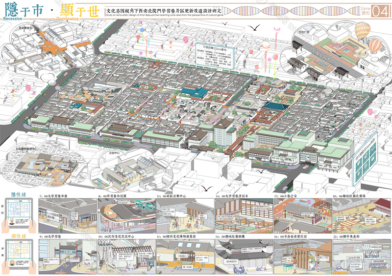 73 新中式展板 西安民俗文化街区 片区更新改造设计 传承片区文化基因 景观展板 规划展板更多免费素材登录于物设计官网领取