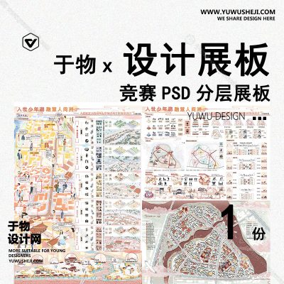 Z100-景观建筑室内设计环艺作品PSD排版模板-城市设计区域规划景观设计