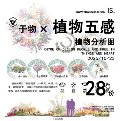 五感植物分析图psd景观植物疗愈花园公园广场