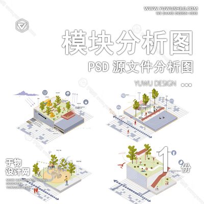 F207-道路市政景观园林环艺场景模块化场景PSD源文件分析图
