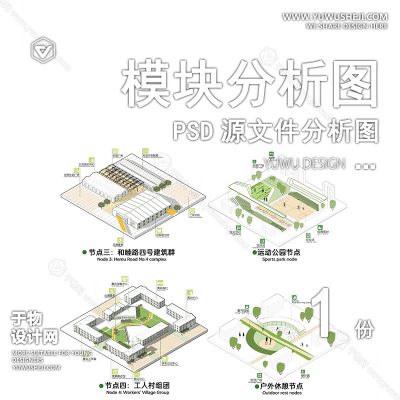 F209-城市规划景观园林环艺场景模块化场景空间PSD源文件分析图