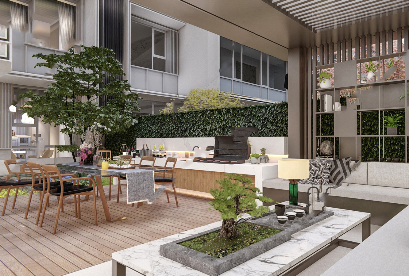 现代庭院花园SU模型007 3 更多免费资料到淘宝店铺：三老爹设计素材基地