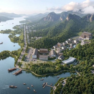 山景小镇渲染